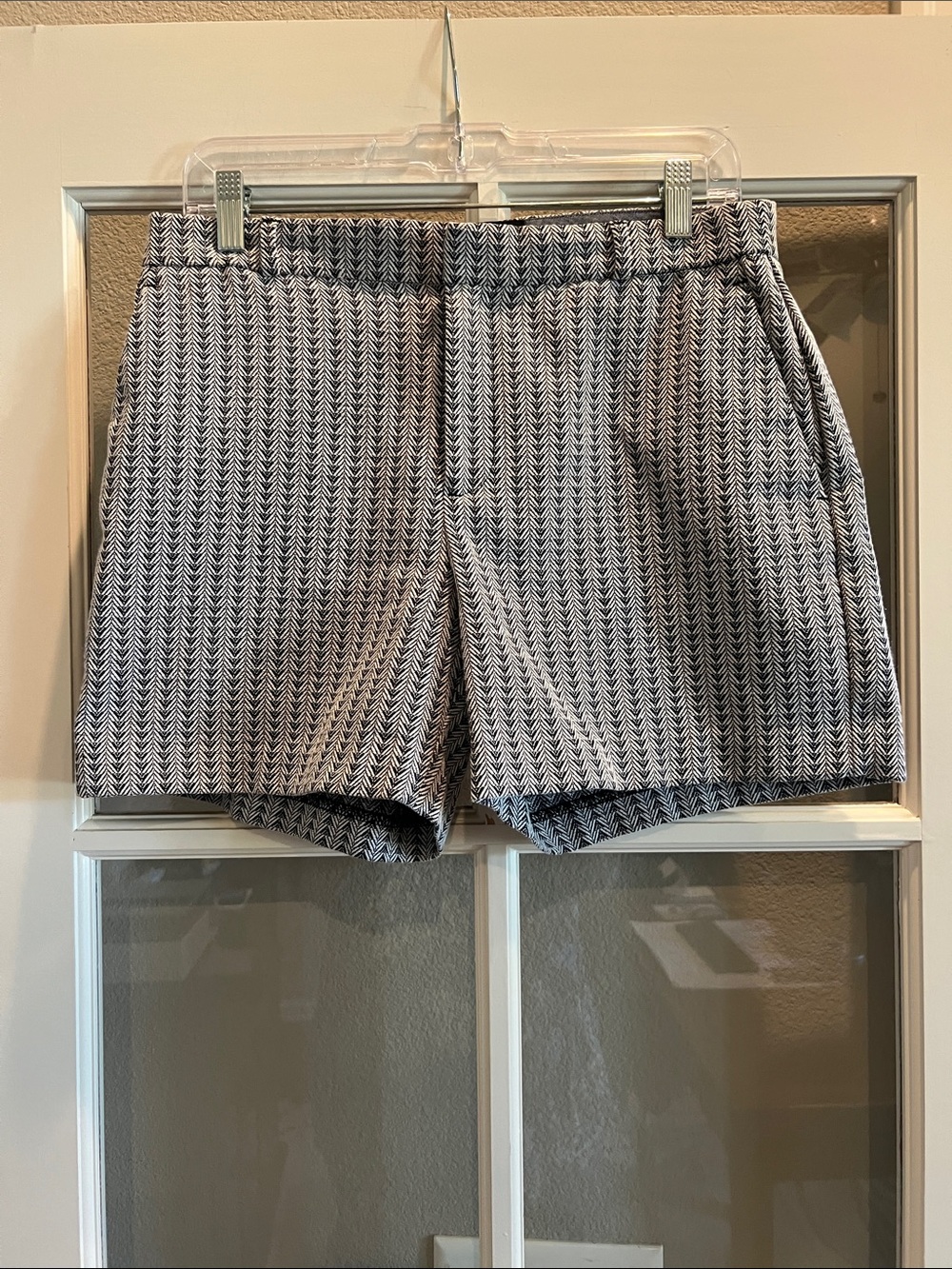 Banana Republic Black & White Chevron High-Waist Knit Shorts